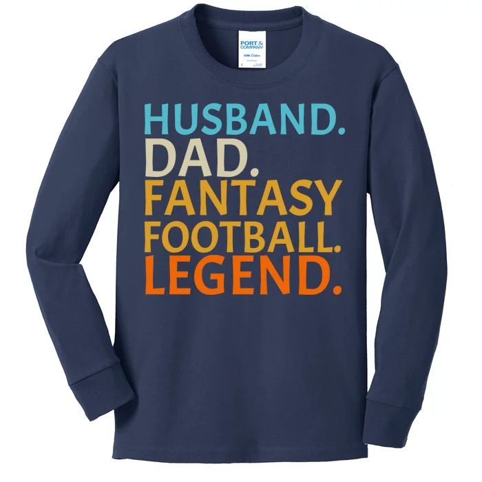 Husband Dad Fantasy Football Legend1 Kids Long Sleeve Shirt