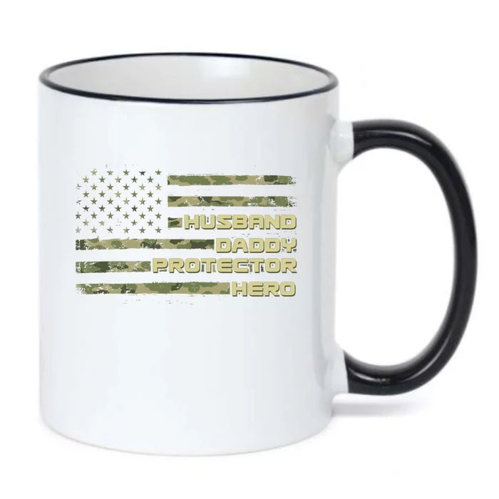 Husband Daddy Protection Hero US American Camo Flag Black Color Changing Mug