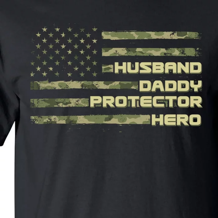 Husband Daddy Protection Hero US American Camo Flag Tall T-Shirt