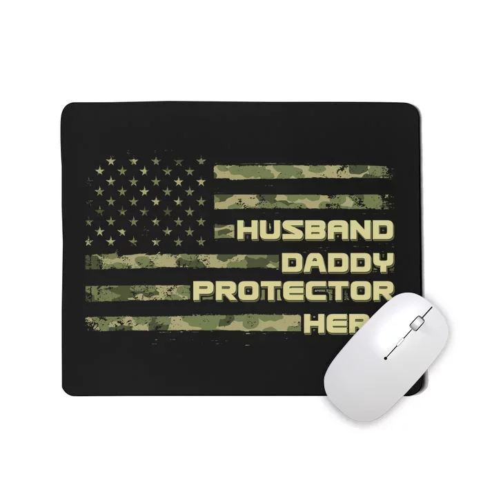 Husband Daddy Protection Hero US American Camo Flag Mousepad