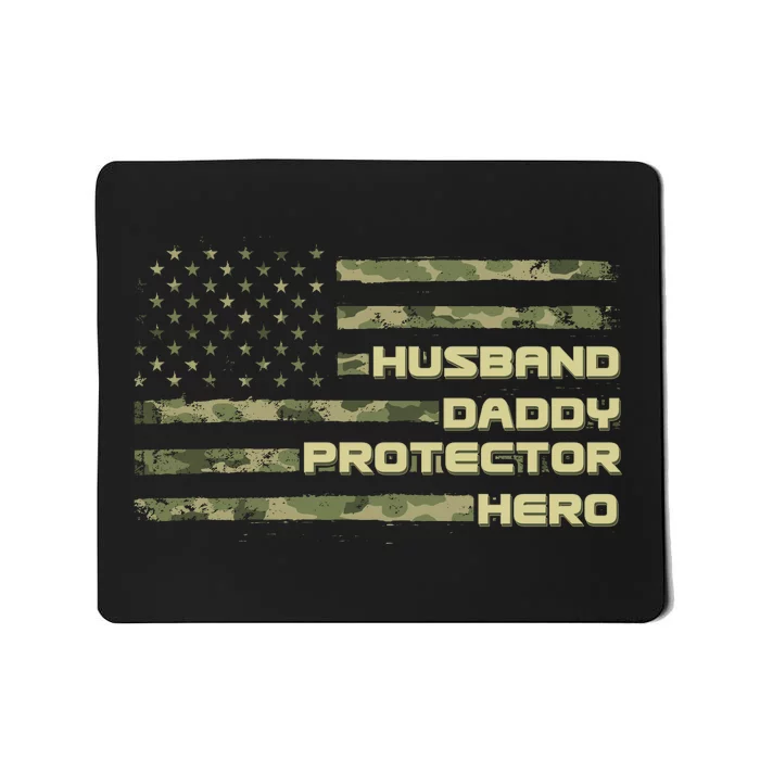 Husband Daddy Protection Hero US American Camo Flag Mousepad