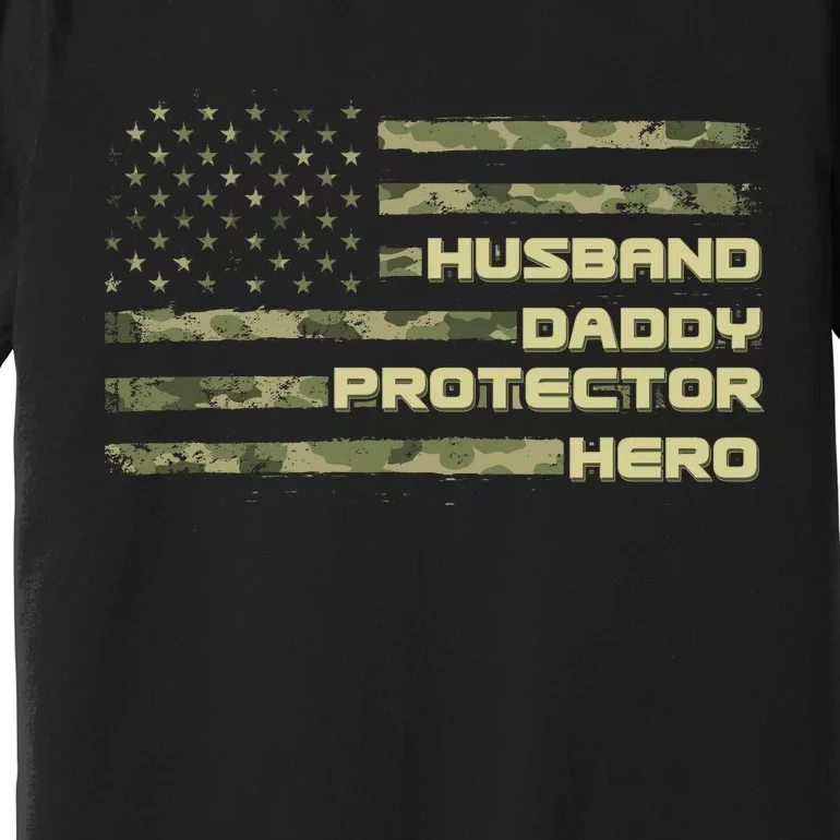 Husband Daddy Protection Hero US American Camo Flag Premium T-Shirt