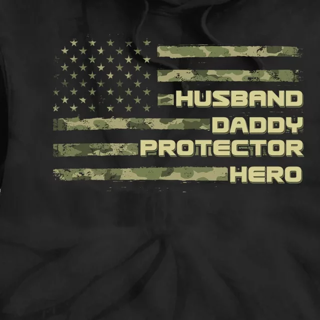 Husband Daddy Protection Hero US American Camo Flag Tie Dye Hoodie