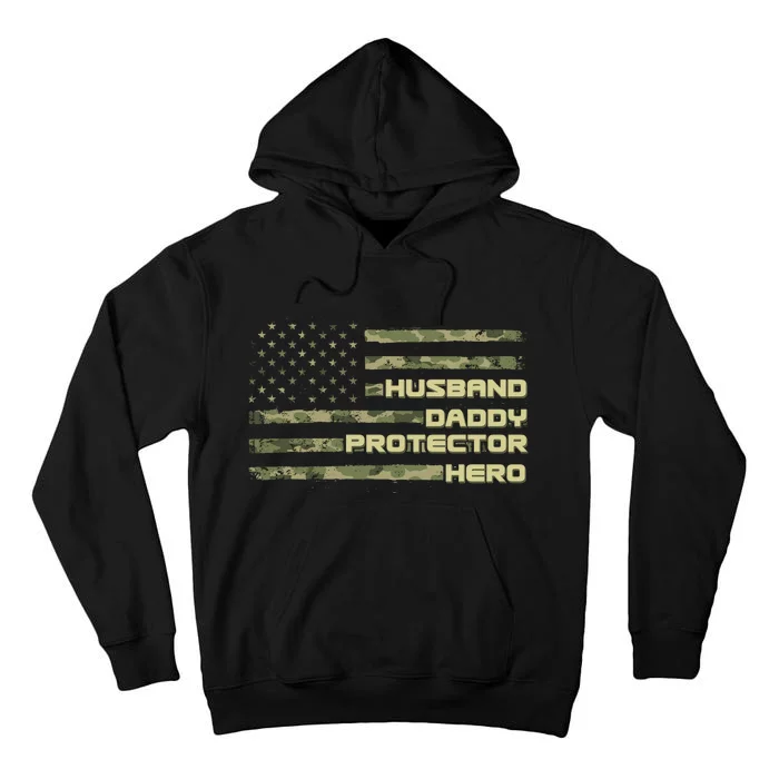 Husband Daddy Protection Hero US American Camo Flag Tall Hoodie