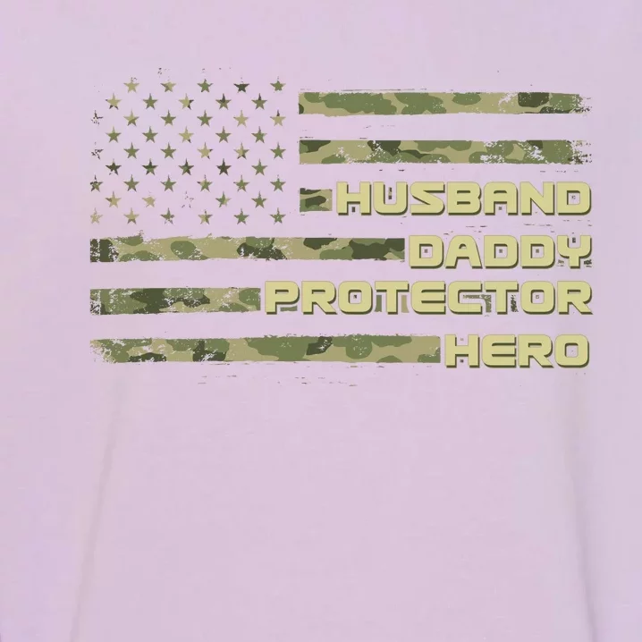 Husband Daddy Protection Hero US American Camo Flag Garment-Dyed Sweatshirt