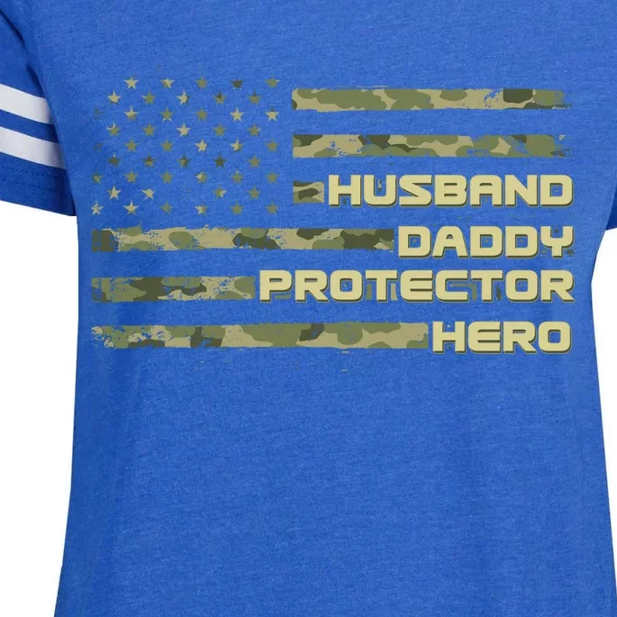 Husband Daddy Protection Hero US American Camo Flag Enza Ladies Jersey Football T-Shirt