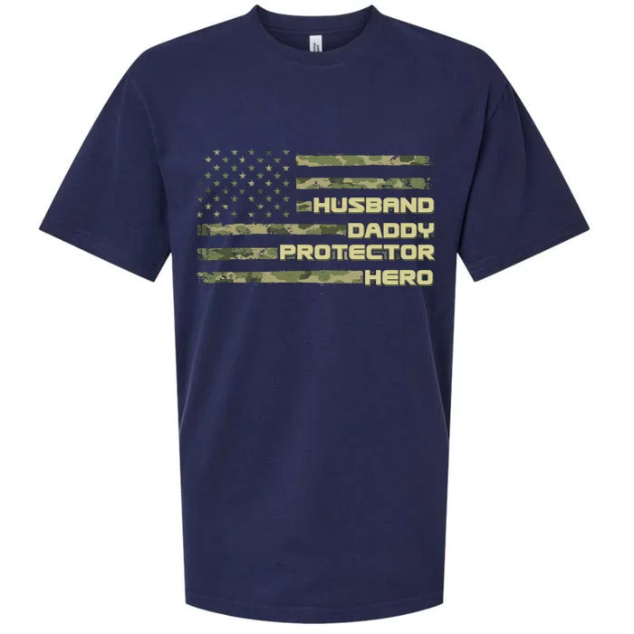 Husband Daddy Protection Hero US American Camo Flag Sueded Cloud Jersey T-Shirt