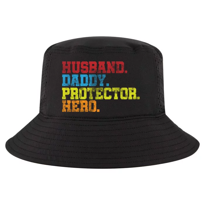 Husband Daddy Protector Hero Distressed Cool Comfort Performance Bucket Hat