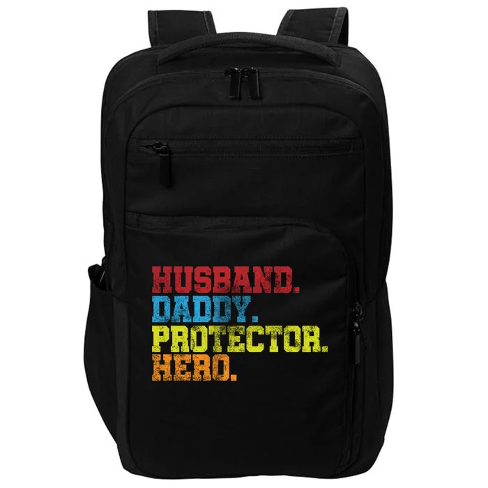 Husband Daddy Protector Hero Distressed Impact Tech Backpack