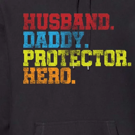 Husband Daddy Protector Hero Distressed Premium Hoodie