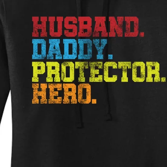 Husband Daddy Protector Hero Distressed Women's Pullover Hoodie