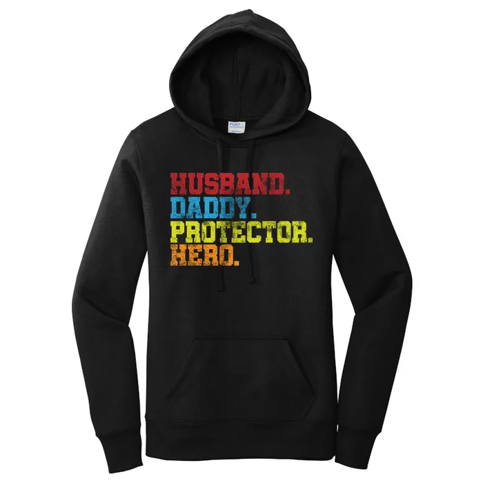 Husband Daddy Protector Hero Distressed Women's Pullover Hoodie