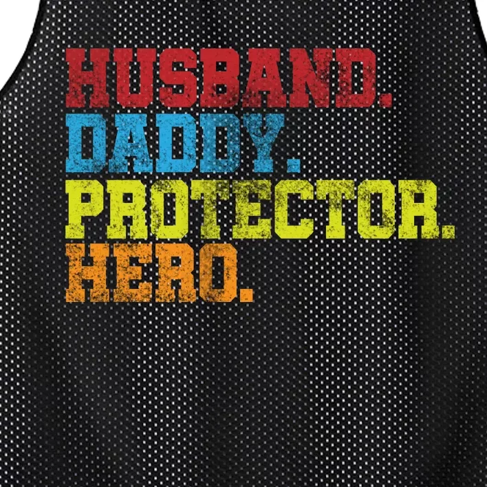 Husband Daddy Protector Hero Distressed Mesh Reversible Basketball Jersey Tank