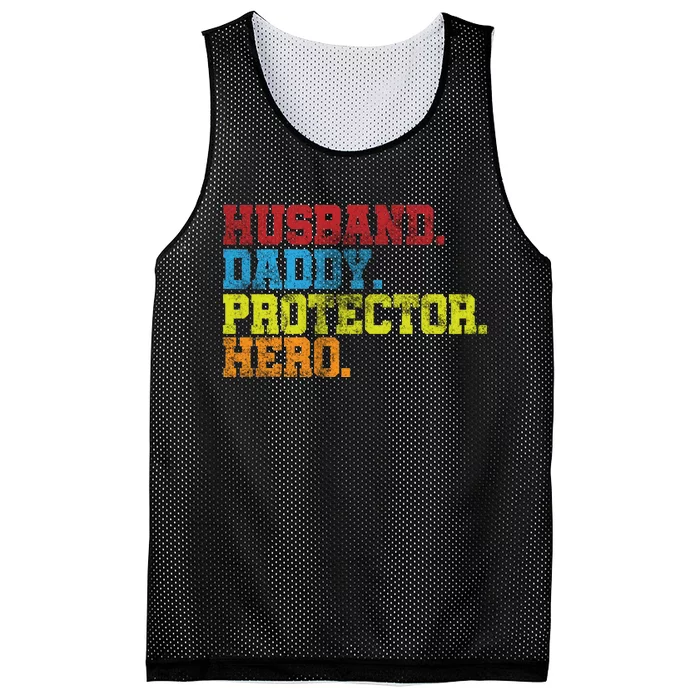 Husband Daddy Protector Hero Distressed Mesh Reversible Basketball Jersey Tank