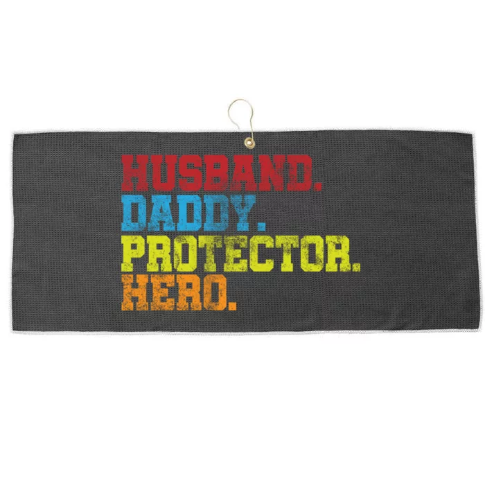 Husband Daddy Protector Hero Distressed Large Microfiber Waffle Golf Towel