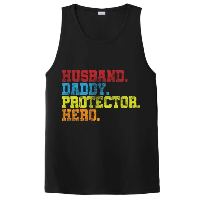 Husband Daddy Protector Hero Distressed Performance Tank