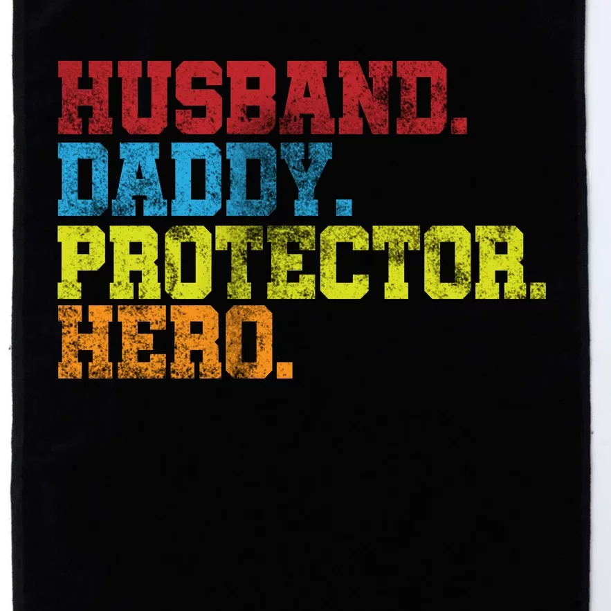 Husband Daddy Protector Hero Distressed Platinum Collection Golf Towel