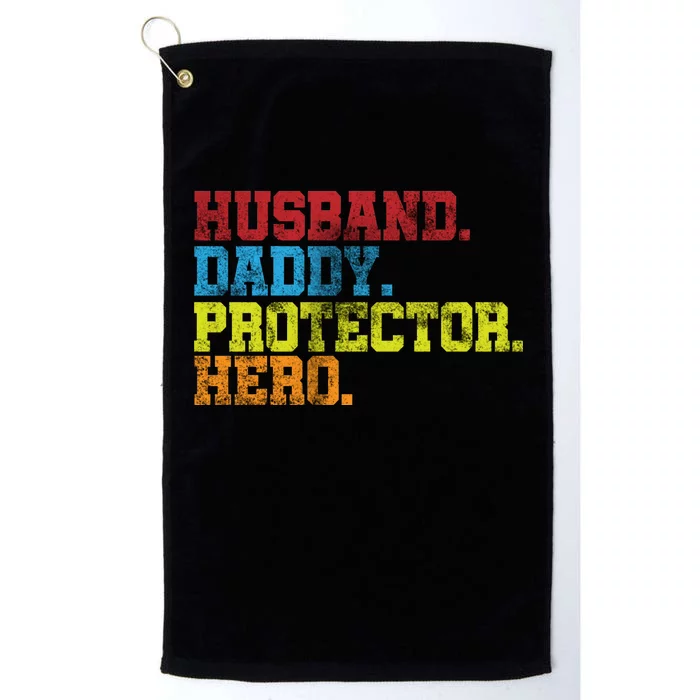 Husband Daddy Protector Hero Distressed Platinum Collection Golf Towel