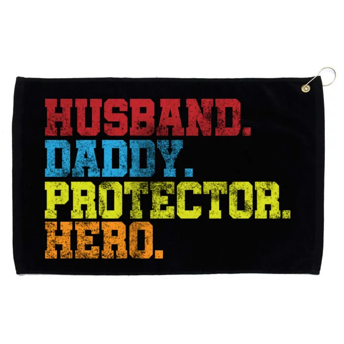 Husband Daddy Protector Hero Distressed Grommeted Golf Towel