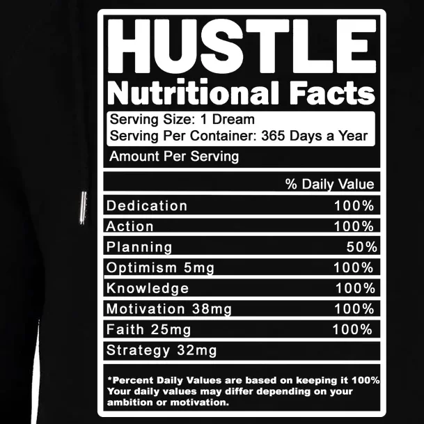 Hustle Nutrition Facts Values Womens Funnel Neck Pullover Hood