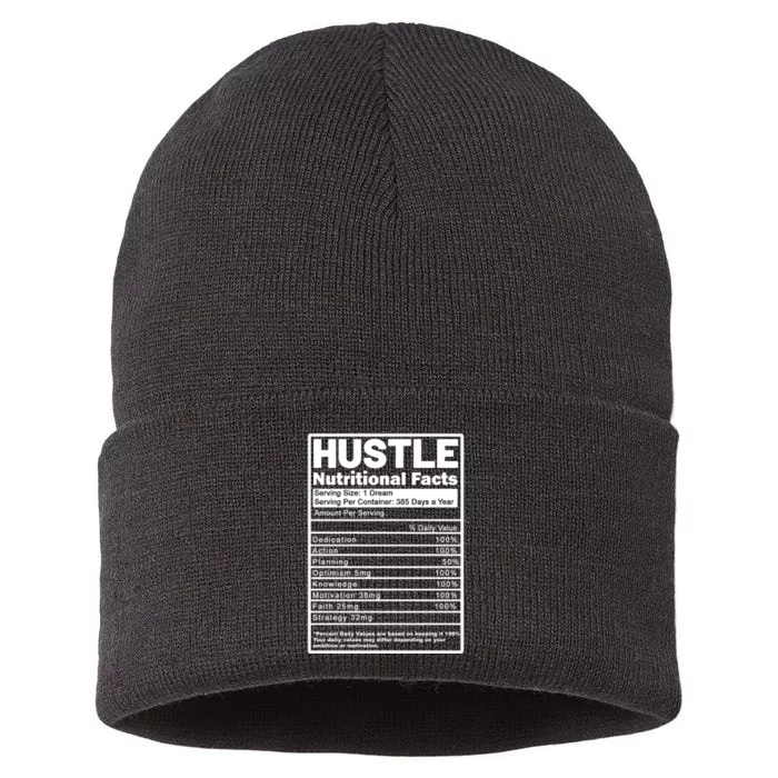 Hustle Nutrition Facts Values Sustainable Knit Beanie