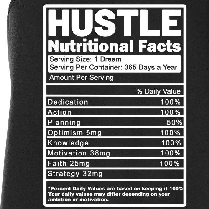 Hustle Nutrition Facts Values Women's Racerback Tank