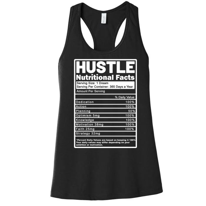 Hustle Nutrition Facts Values Women's Racerback Tank