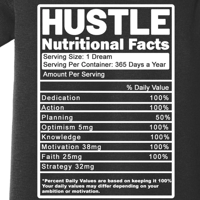 Hustle Nutrition Facts Values Baby Bodysuit