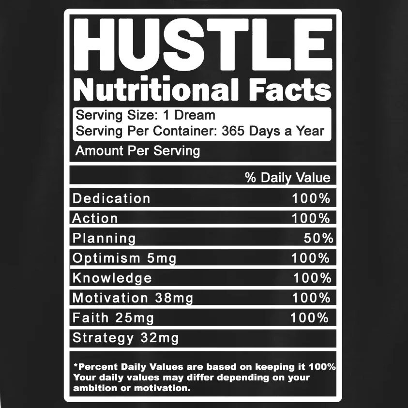 Hustle Nutrition Facts Values Kids Sweatshirt