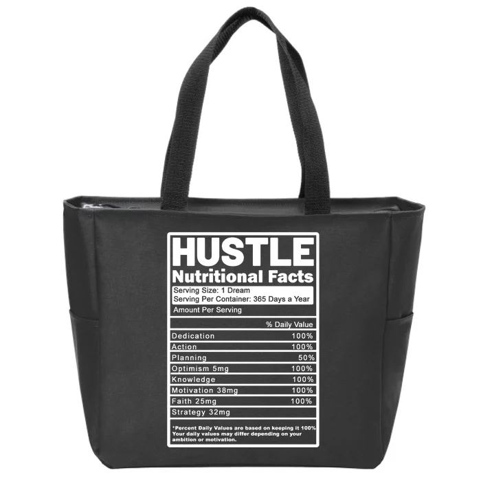 Hustle Nutrition Facts Values Zip Tote Bag