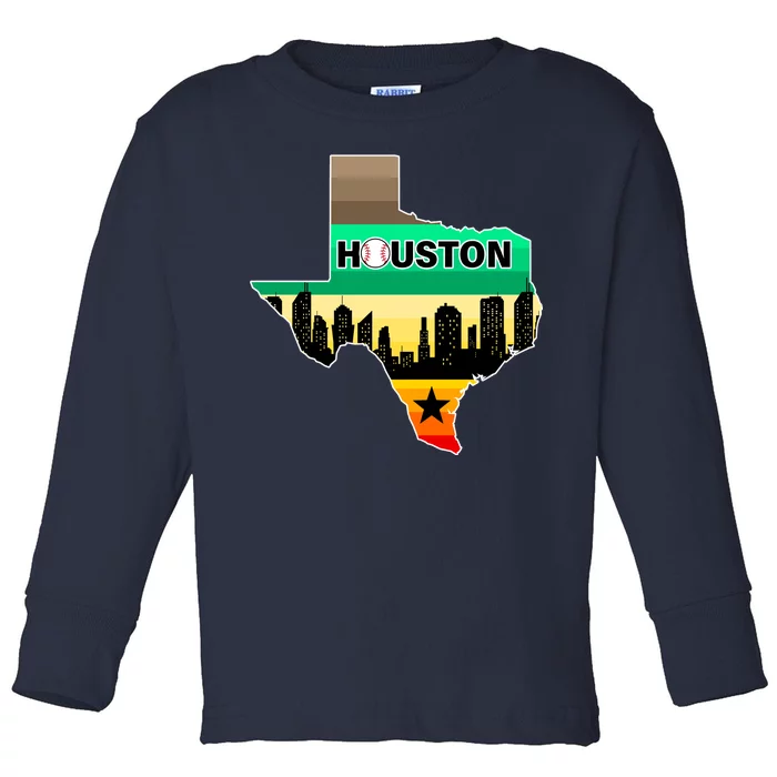 Huston Texas Baseball City Logo Toddler Long Sleeve Shirt