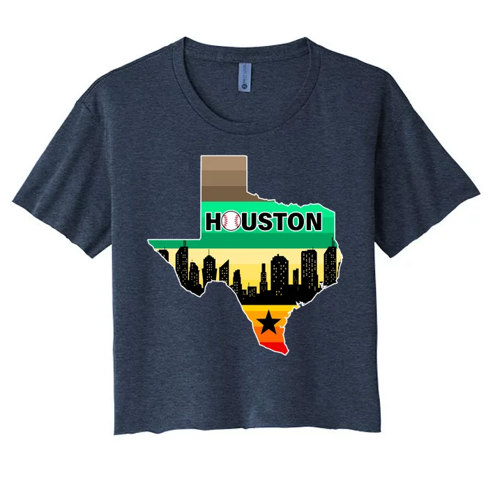 Huston Texas Baseball City Logo Women's Crop Top Tee