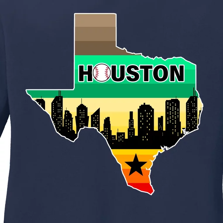 Huston Texas Baseball City Logo Ladies Long Sleeve Shirt