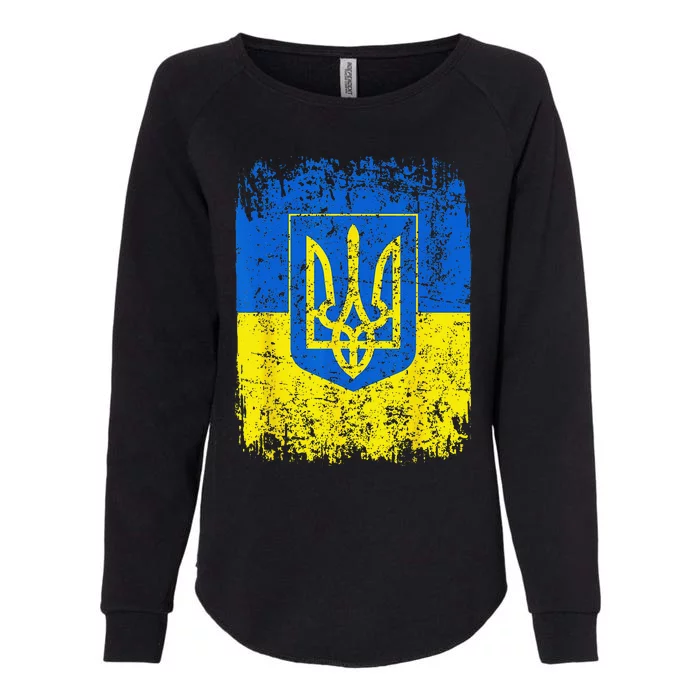 Heritage Ukraine Ukrainian National Trident Flag Pride Womens California Wash Sweatshirt