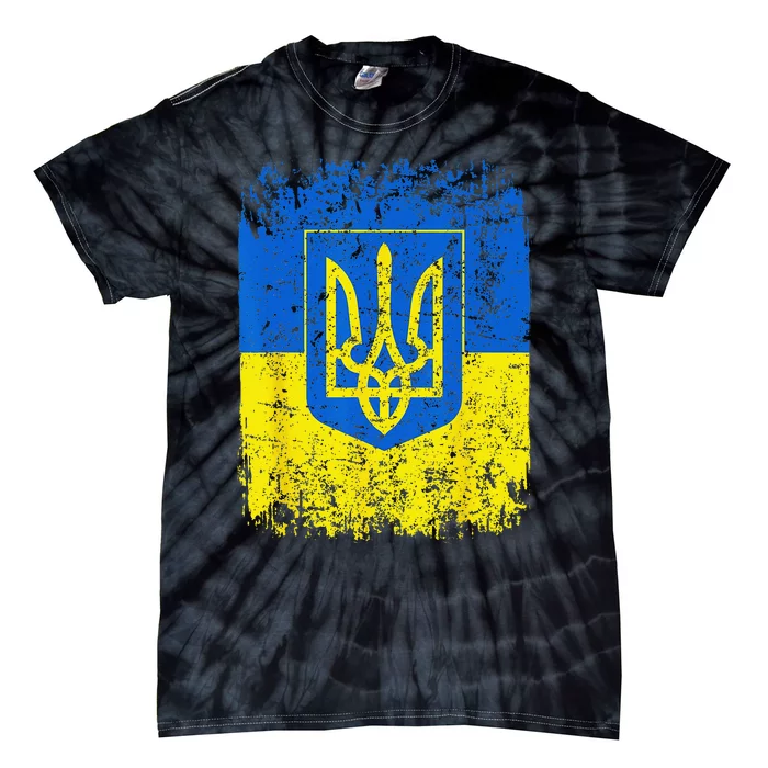 Heritage Ukraine Ukrainian National Trident Flag Pride Tie-Dye T-Shirt