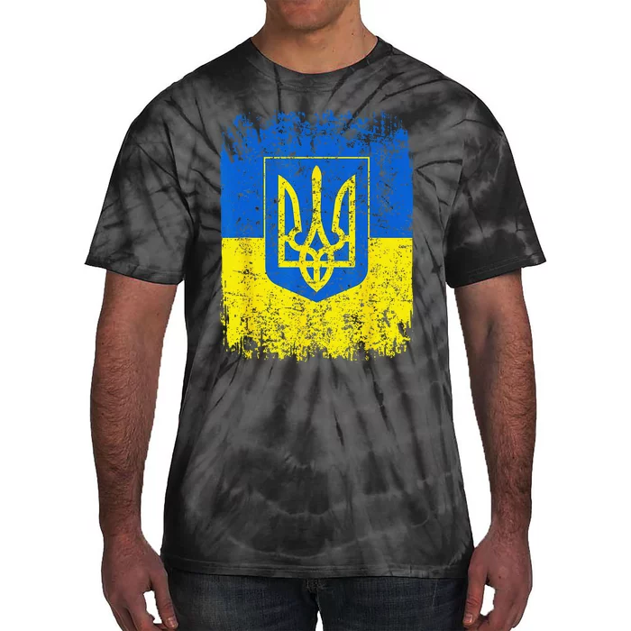 Heritage Ukraine Ukrainian National Trident Flag Pride Tie-Dye T-Shirt