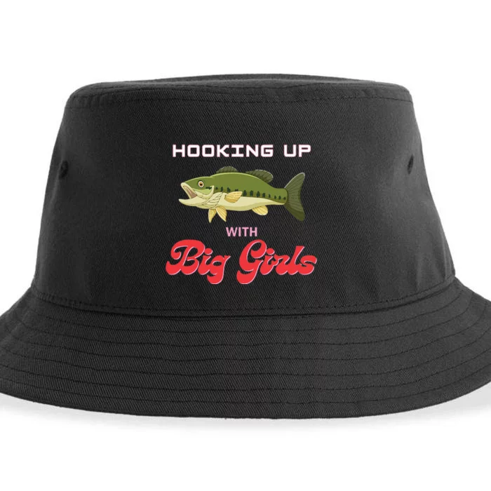 Hooking up with big  bass fishing funny Sustainable Bucket Hat