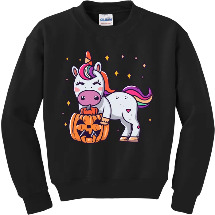 Halloween Unicorn Witchy Unicorn Halloween Kids Sweatshirt