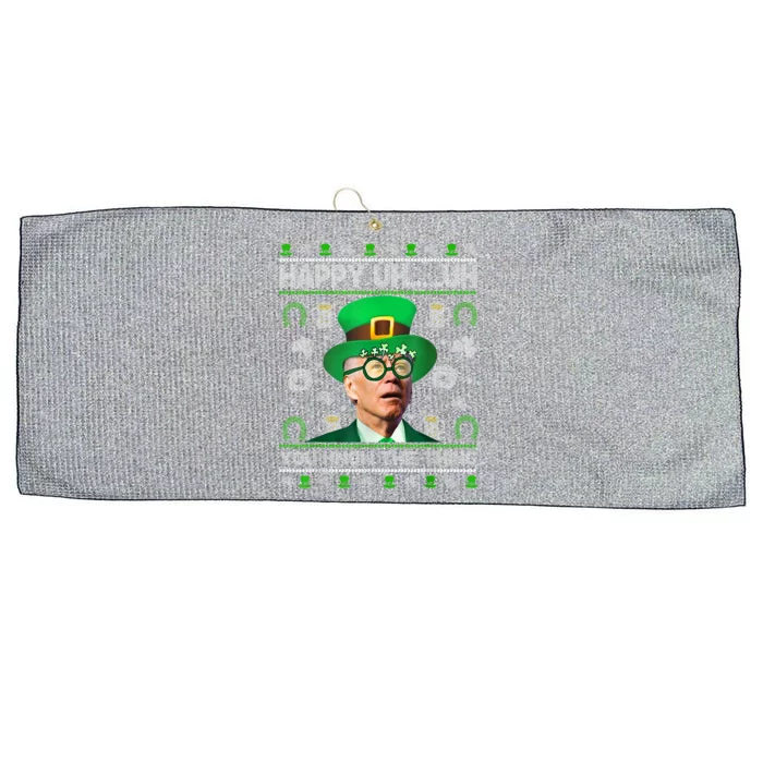 Happy Uh You Know The Thing Joe Biden Ugly Gift St Patrick's Day Gift Large Microfiber Waffle Golf Towel