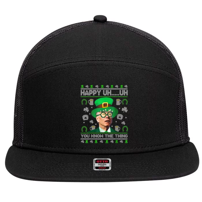 Happy Uh You Know The Thing Joe Biden Ugly St Patrick's Day 7 Panel Mesh Trucker Snapback Hat