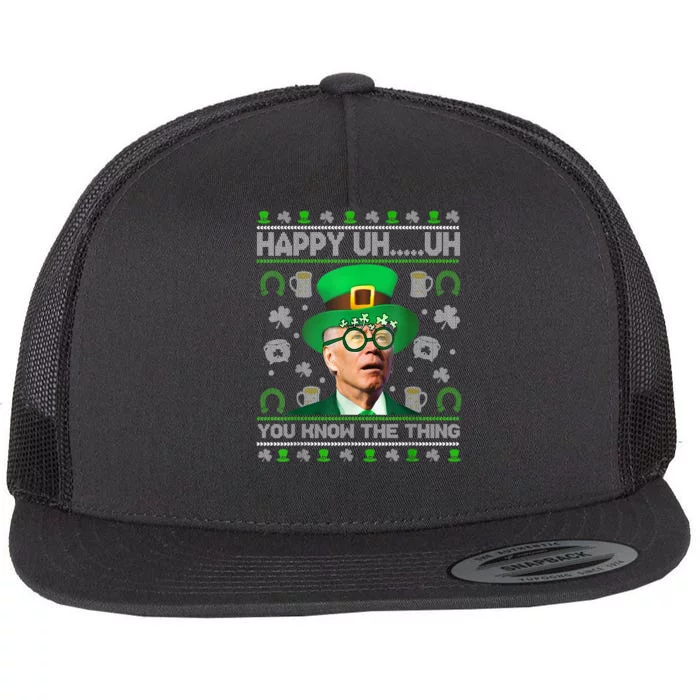 Happy Uh You Know The Thing Joe Biden Ugly St Patrick's Day Flat Bill Trucker Hat