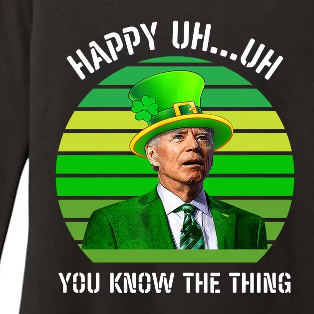 Happy Uh You Know The Thing Joe Biden Clover St Patricks Day Womens CVC Long Sleeve Shirt