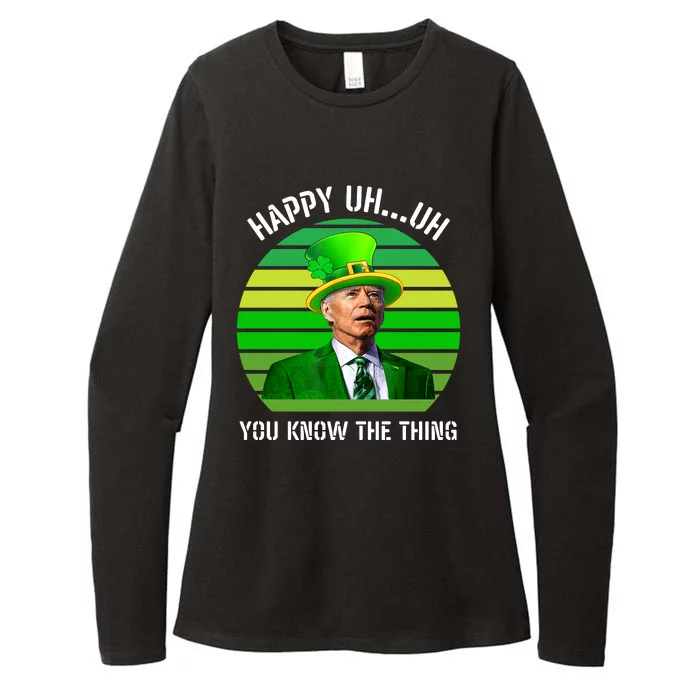 Happy Uh You Know The Thing Joe Biden Clover St Patricks Day Womens CVC Long Sleeve Shirt