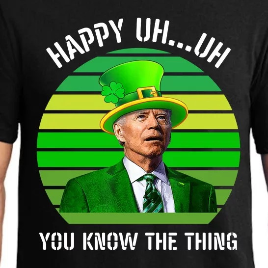 Happy Uh You Know The Thing Joe Biden Clover St Patricks Day Pajama Set