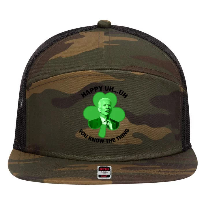 Happy Uh You Know The Thing Joe Biden Clover St Patricks Day Gift 7 Panel Mesh Trucker Snapback Hat