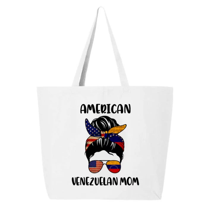 Half Venezuelan American Mom Messy Bun Flag Mothers Day 25L Jumbo Tote