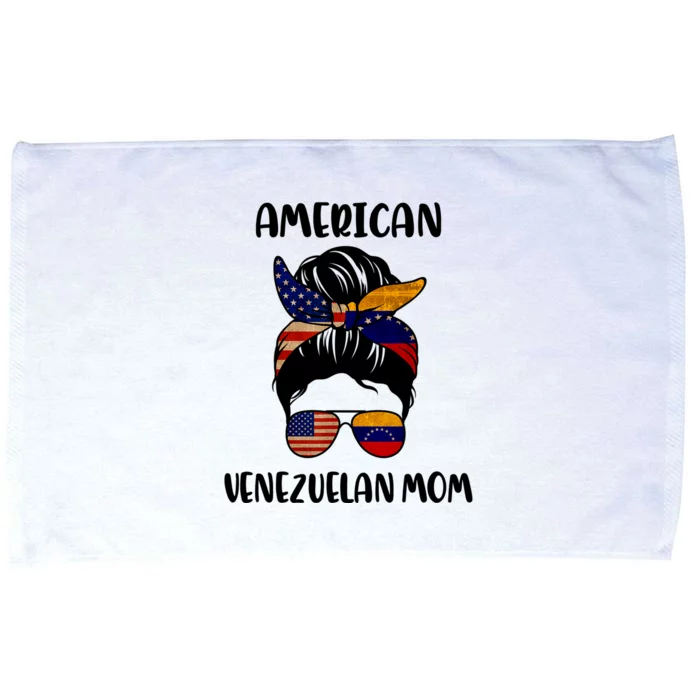 Half Venezuelan American Mom Messy Bun Flag Mothers Day Microfiber Hand Towel