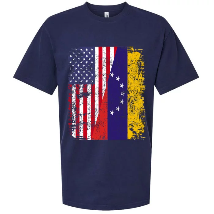 Half Venezuelan American Flags Venezuela Usa Vintage Cute Gift Sueded Cloud Jersey T-Shirt