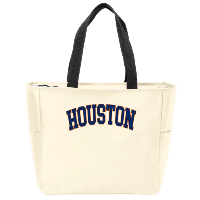 Houston Vintage Blue Orange Zip Tote Bag