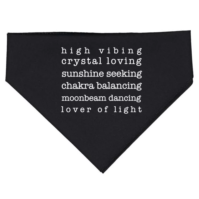 High Vibing Crystal Loving Sunshine Seeking Funny Saying USA-Made Doggie Bandana